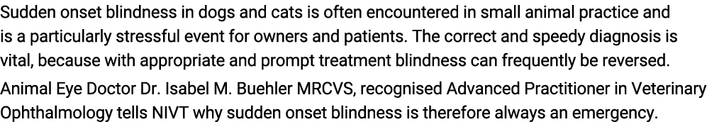 Sudden onset blindness in dogs and cats is often encountered in small animal practice and is a particularly stressful...