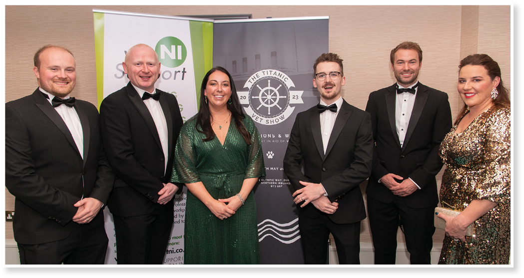 Ed Taylor, Vet Services; Chris Elliott, Boehringer Ingelheim; Fiona McFarland, Vet Support; Jordan Orr, Vet Services; Graham Wilson, Boehringer Ingelheim ; and Julie Davidson, IDEX.