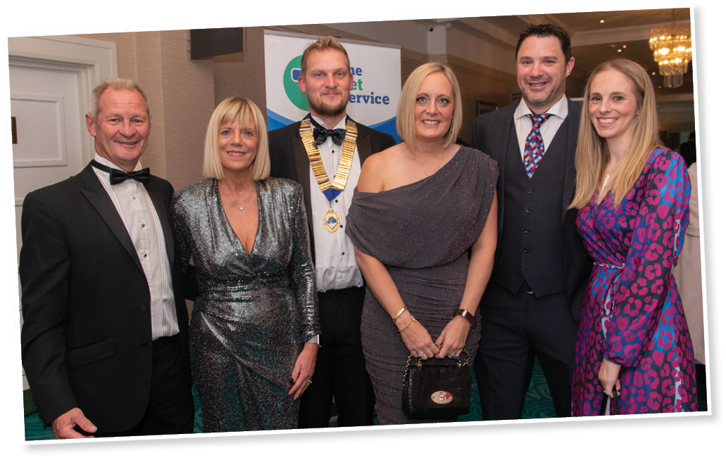 Andrew Healy, Ann Healy, AVSPNI President Colin McCrae, Claire McCrae, Iain Smith and Beverly Smith.