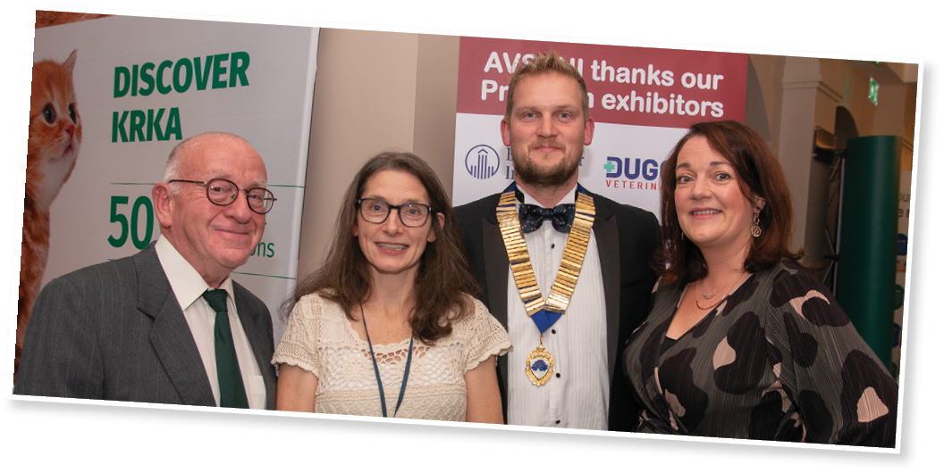 Ronnie Barron, Veterinary Clinical Pathology; keynote speaker Hayley Haining;AVSPNI President Colin McCrae; and Claire Sheil, Norbrook; 