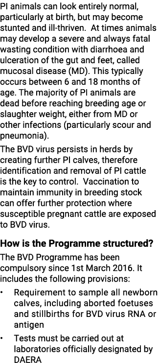 PI animals can look entirely normal, particularly at birth, but may become stunted and ill-thriven. At times animals ...