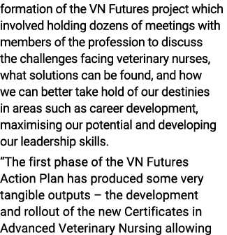 formation of the VN Futures project which involved holding dozens of meetings with members of the profession to discu...