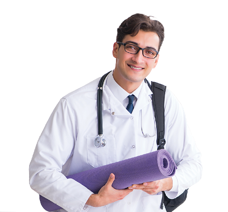 Doctor going to gym during lunch break