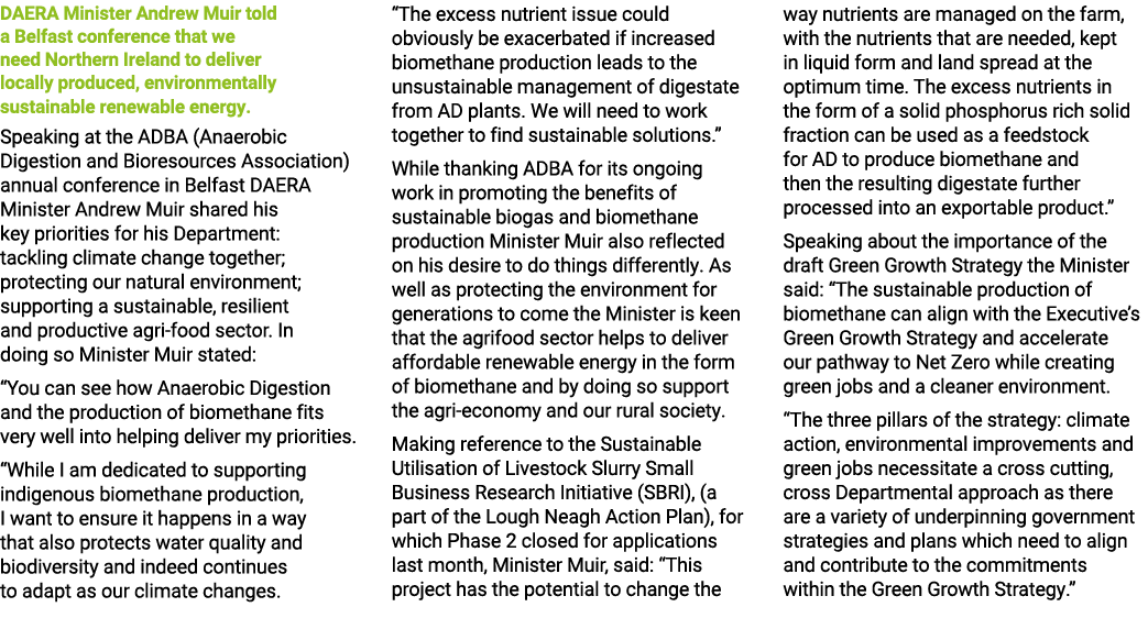 DAERA Minister Andrew Muir told a Belfast conference that we need Northern Ireland to deliver locally produced, envir...