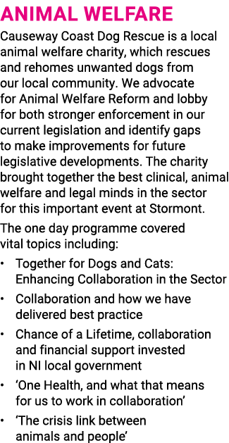 Animal Welfare Causeway Coast Dog Rescue is a local animal welfare charity, which rescues and rehomes unwanted dogs f...