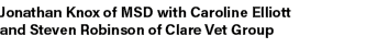 Jonathan Knox of MSD with Caroline Elliott and Steven Robinson of Clare Vet Group 