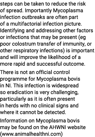 steps can be taken to reduce the risk of spread. Importantly Mycoplasma infection outbreaks are often part of a multi...