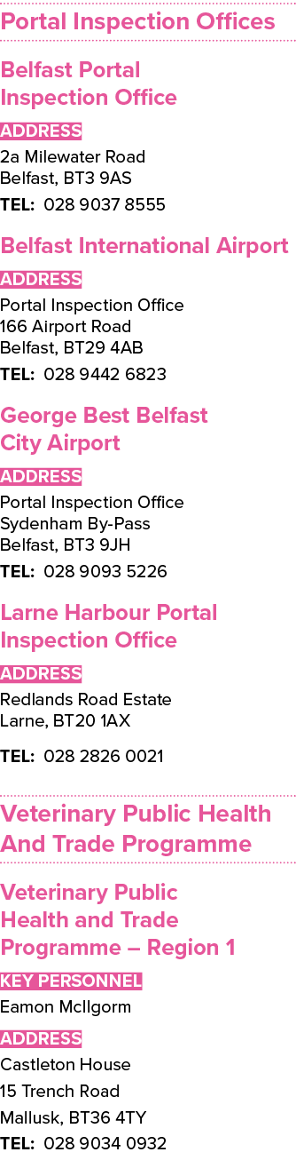 Portal Inspection Offices Belfast Portal Inspection Office ADDRESS 2a Milewater Road Belfast, BT3 9AS TEL: 028 9037 8...