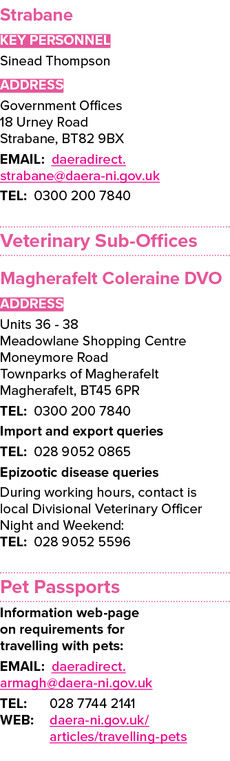 Strabane Key Personnel Sinead Thompson ADDRESS Government Offices 18 Urney Road Strabane, BT82 9BX EMAIL: daeradirect...