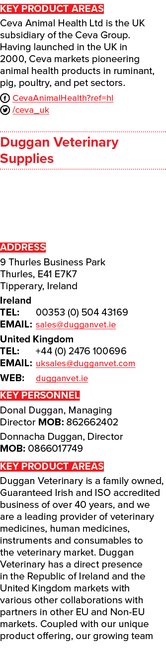 KEY PRODUCT AREAS Ceva Animal Health Ltd is the UK subsidiary of the Ceva Group. Having launched in the UK in 2000, C...
