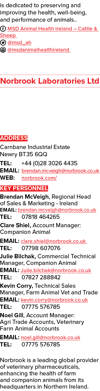 is dedicated to preserving and improving the health, well being, and performance of animals.. F MSD Animal Health Ire...