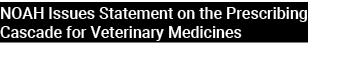 NOAH Issues Statement on the Prescribing Cascade for Veterinary Medicines