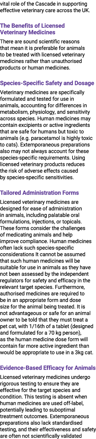 vital role of the Cascade in supporting effective veterinary care across the UK. The Benefits of Licensed Veterinary ...