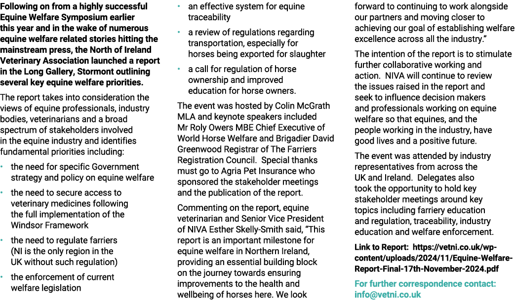 Following on from a highly successful Equine Welfare Symposium earlier this year and in the wake of numerous equine w...