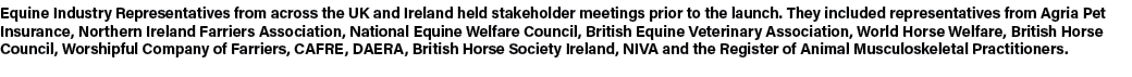 Equine Industry Representatives from across the UK and Ireland held stakeholder meetings prior to the launch. They in...