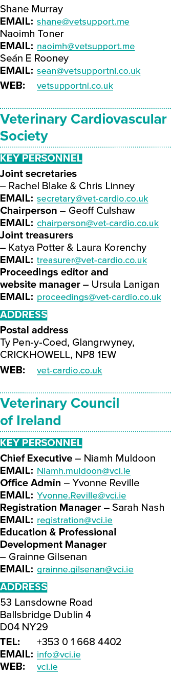 Shane Murray EMAIL: shane@vetsupport.me Naoimh Toner EMAIL: naoimh@vetsupport.me Se n E Rooney EMAIL: sean@vetsupport...