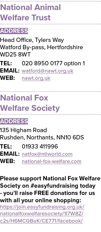 National Animal Welfare Trust ADDRESS Head Office, Tylers Way Watford By pass, Hertfordshire WD25 8WT TEL: 020 8950 0...