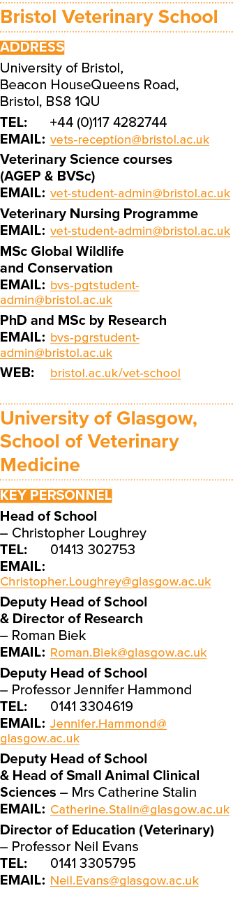 Bristol Veterinary School ADDRESS University of Bristol, Beacon HouseQueens Road, Bristol, BS8 1QU TEL: +44 (0)117 42...