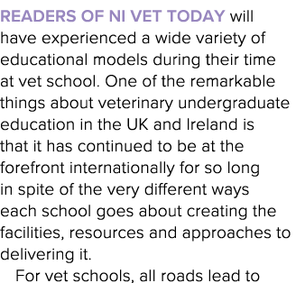 Readers of NI Vet Today will have experienced a wide variety of educational models during their time at vet school  O   