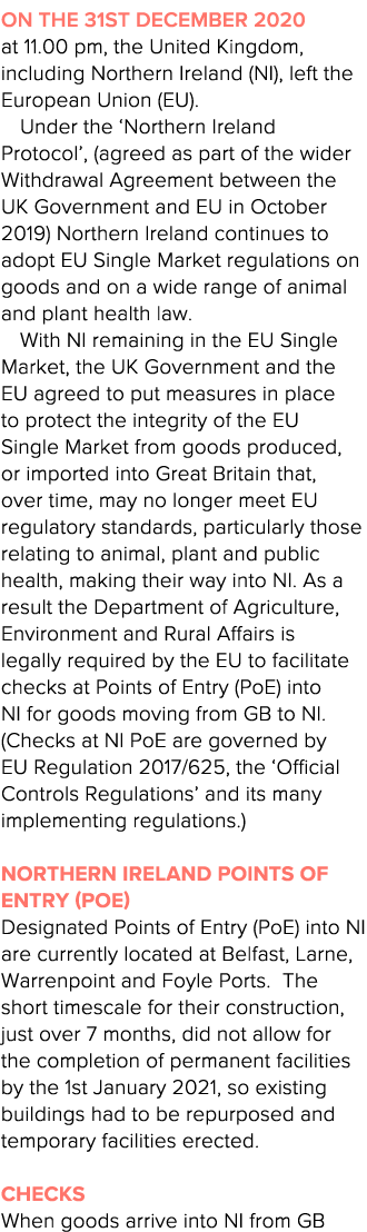 On the 31st December 2020 at 11 00 pm, the United Kingdom, including Northern Ireland (NI), left the European Union (   