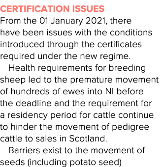 Certification issues From the 01 January 2021, there have been issues with the conditions introduced through the cert   