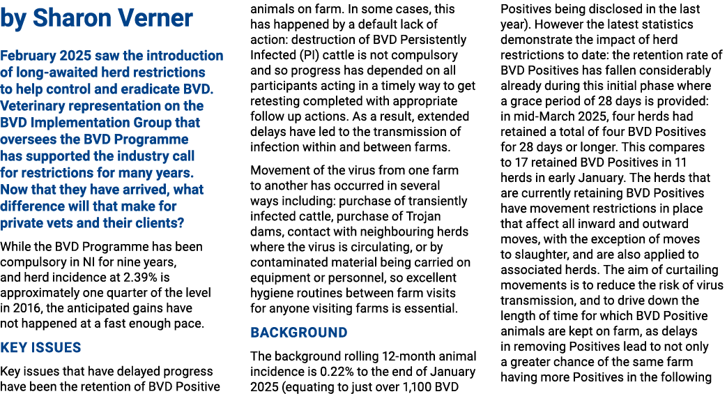 by Sharon Verner February 2025 saw the introduction of long awaited herd restrictions to help control and eradicate B...