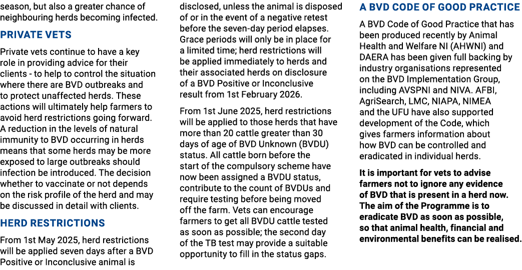 season, but also a greater chance of neighbouring herds becoming infected. Private Vets Private vets continue to have...