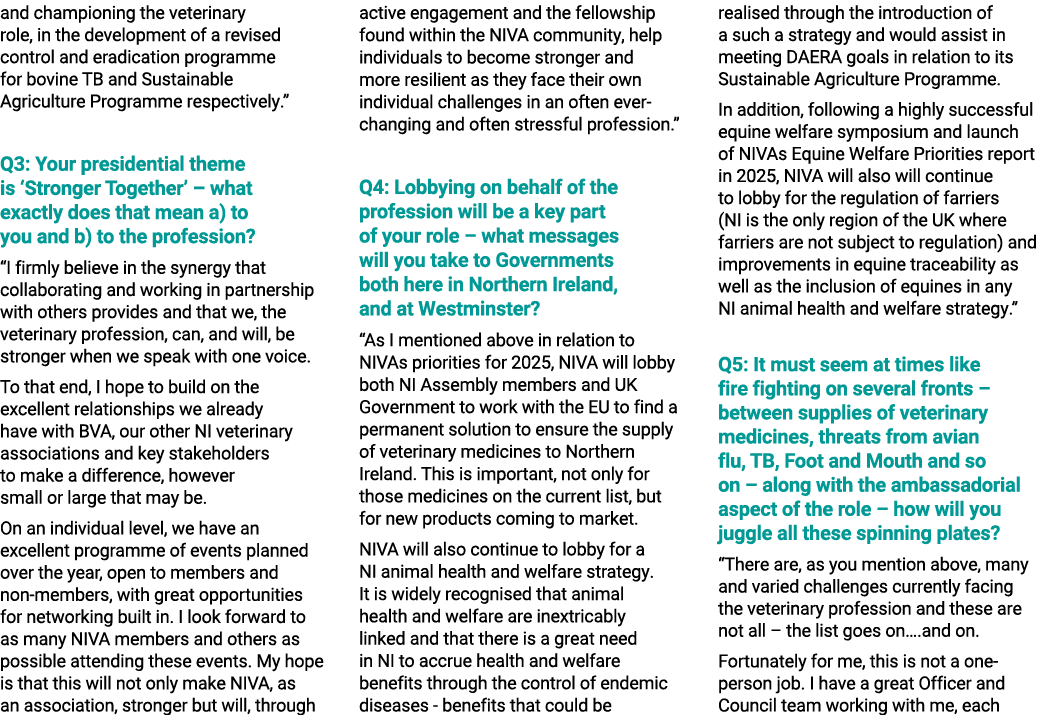 and championing the veterinary role, in the development of a revised control and eradication programme for bovine TB ...