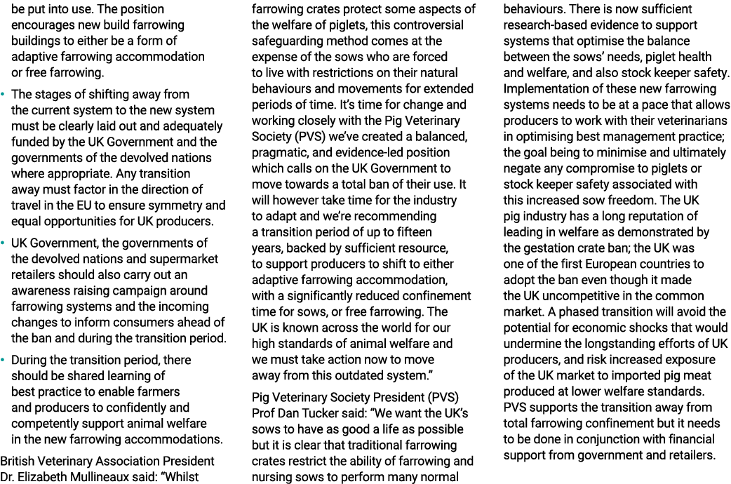  be put into use. The position encourages new build farrowing buildings to either be a form of adaptive farrowing acc...