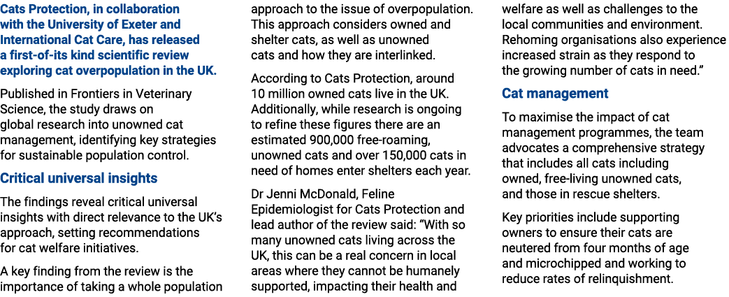 Cats Protection, in collaboration with the University of Exeter and International Cat Care, has released a first of i...