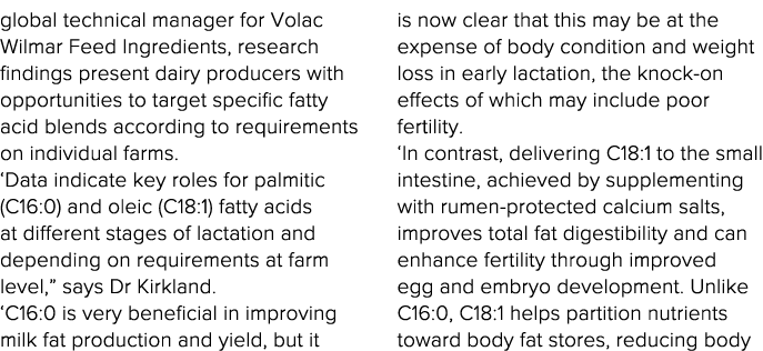 global technical manager for Volac Wilmar Feed Ingredients, research findings present dairy producers with opportunit   