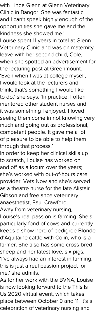 with Linda Glenn at Glenn Veterinary Clinic in Bangor  She was fantastic and I can t speak highly enough of the oppor   