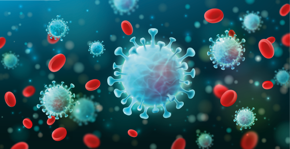 Vector of Coronavirus 2019-nCoV and Virus background with disease cells COVID-19 Corona virus outbreaking and Pandemic medical health risk concept Vector illustration eps 10
