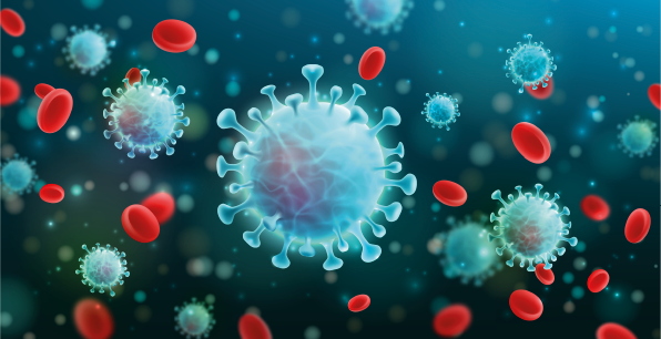 Vector of Coronavirus 2019-nCoV and Virus background with disease cells COVID-19 Corona virus outbreaking and Pandemic medical health risk concept Vector illustration eps 10