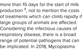more than 15 days for the start of milk production  , not to mention the costs of treatments which can climb rapidly    