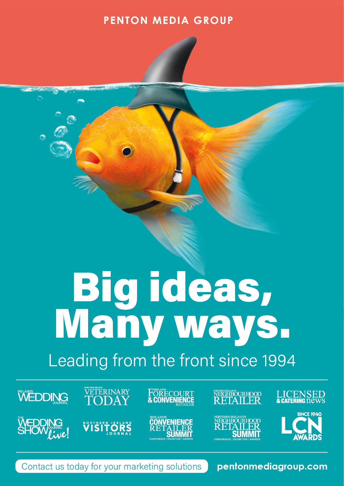 A shark fin and orange fish with a black strap on its head. AI generated content