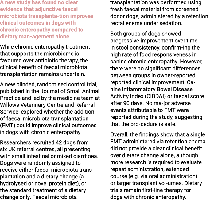 A new study has found no clear evidence that adjunctive faecal microbiota transplanta tion improves clinical outcomes...