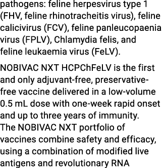 pathogens: feline herpesvirus type 1 (FHV, feline rhinotracheitis virus), feline calicivirus (FCV), feline panleucopa...
