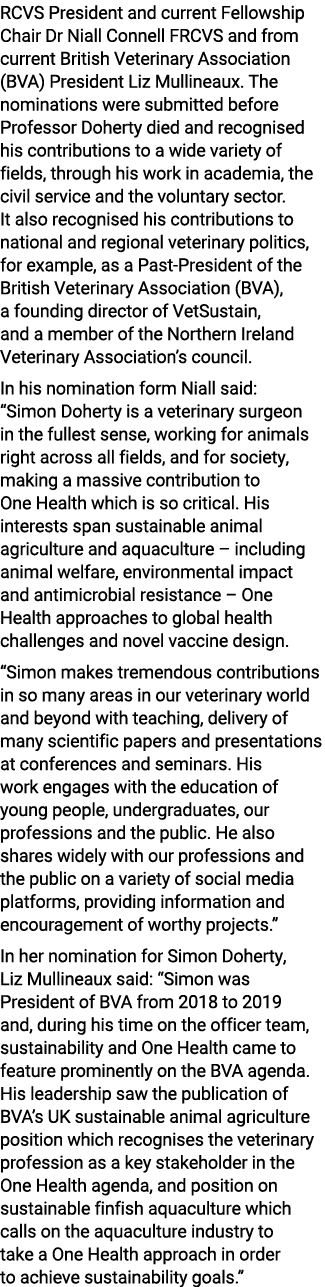 RCVS President and current Fellowship Chair Dr Niall Connell FRCVS and from current British Veterinary Association (B...