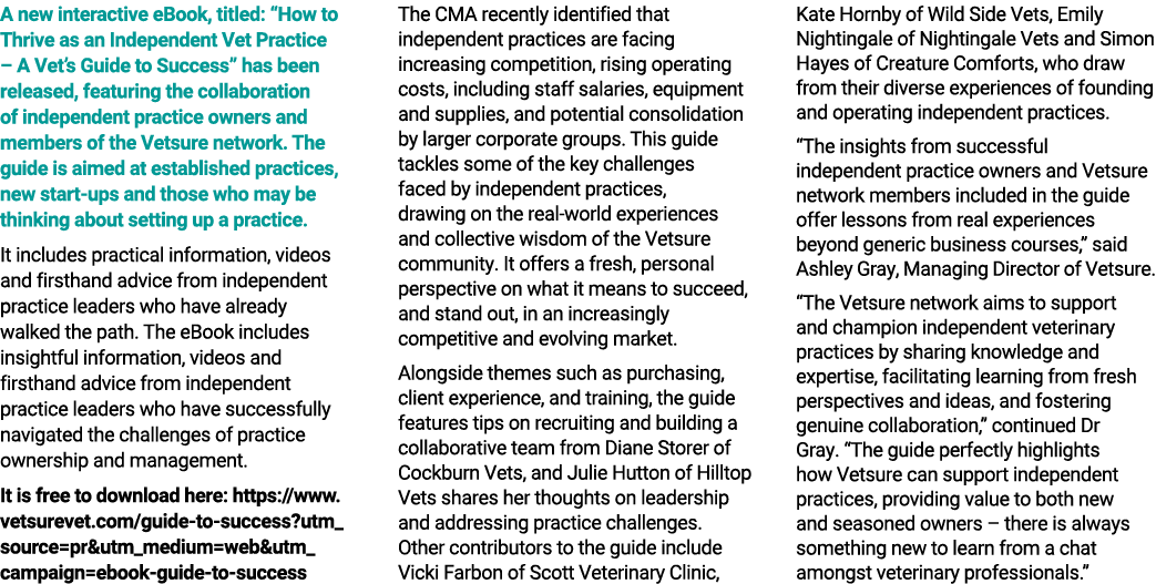 A new interactive eBook, titled: “How to Thrive as an Independent Vet Practice – A Vet’s Guide to Success” has been r...