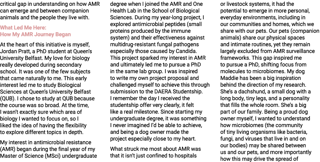 critical gap in understanding on how AMR can emerge and between companion animals and the people they live with. What...