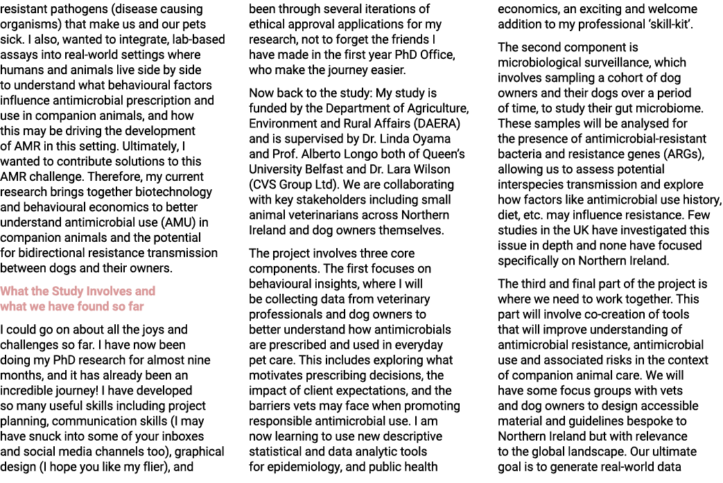 resistant pathogens (disease causing organisms) that make us and our pets sick. I also, wanted to integrate, lab base...