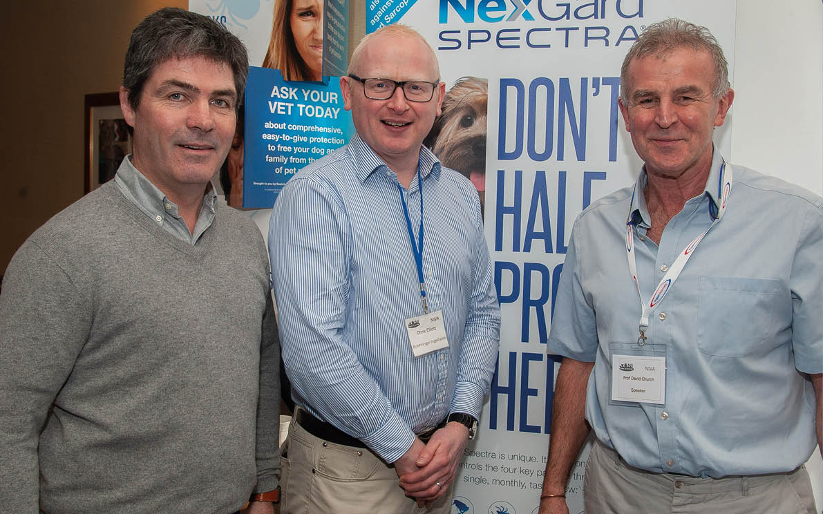 AVSPNI President Cathal Carr  Chris Elliot of Boehringer Ingelheim, and speaker Professor David Church 