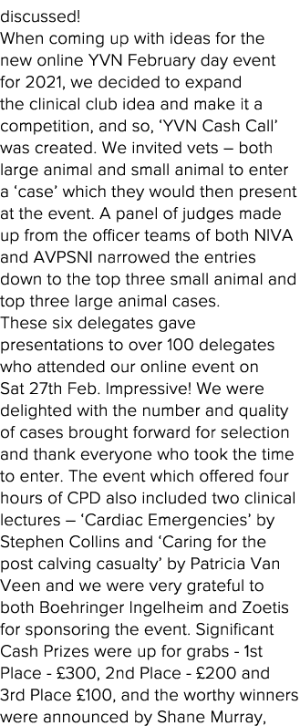 discussed   When coming up with ideas for the new online YVN February day event for 2021, we decided to expand the cl   