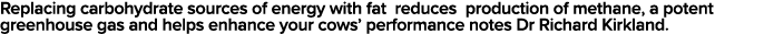 Replacing carbohydrate sources of energy with fat reduces production of methane, a potent greenhouse gas and helps en   