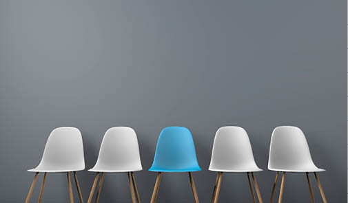 Row of chairs with one odd one out  Job opportunity  Business leadership  recruitment concept  3D rendering