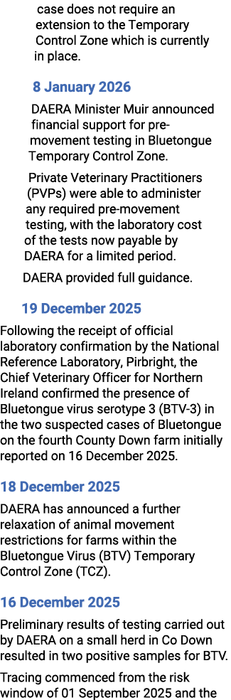 case does not require an extension to the Temporary Control Zone which is currently in place. 8 January 2026 DAERA Mi...