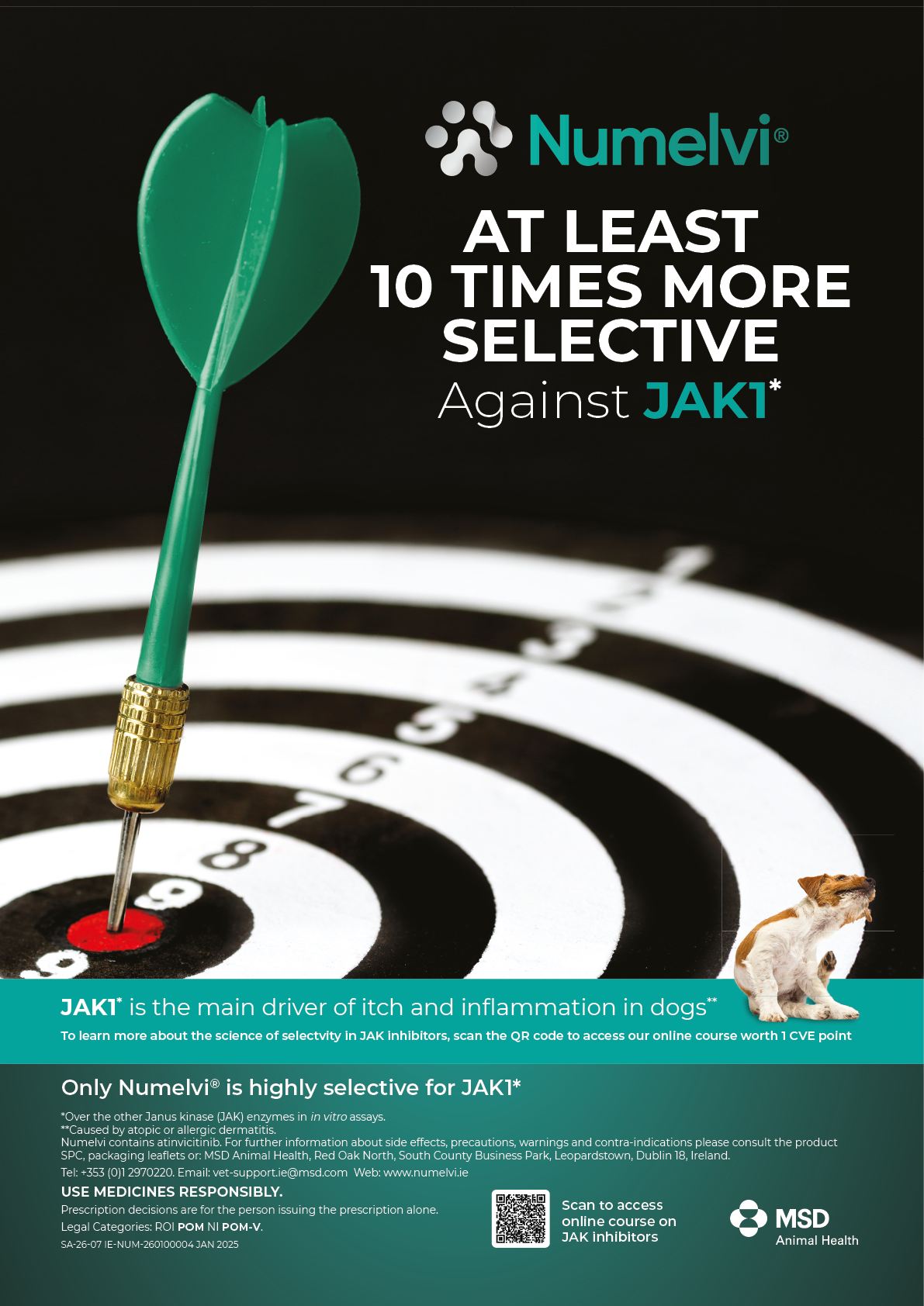 A green arrow is stuck in a dartboard with the words “Nuveliv at least 10 times more selective against JAKI!" written on the bottom. AI generated content