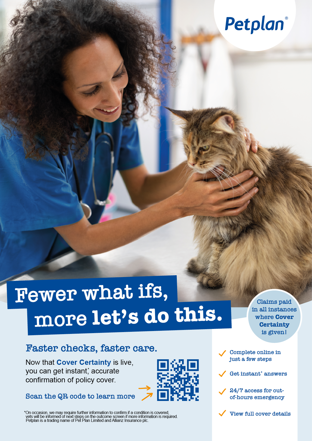 A woman in a blue shirt is petting a cat. AI generated content