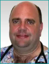 A man wearing a blue shirt and a white stethoscope around his neck. AI generated content